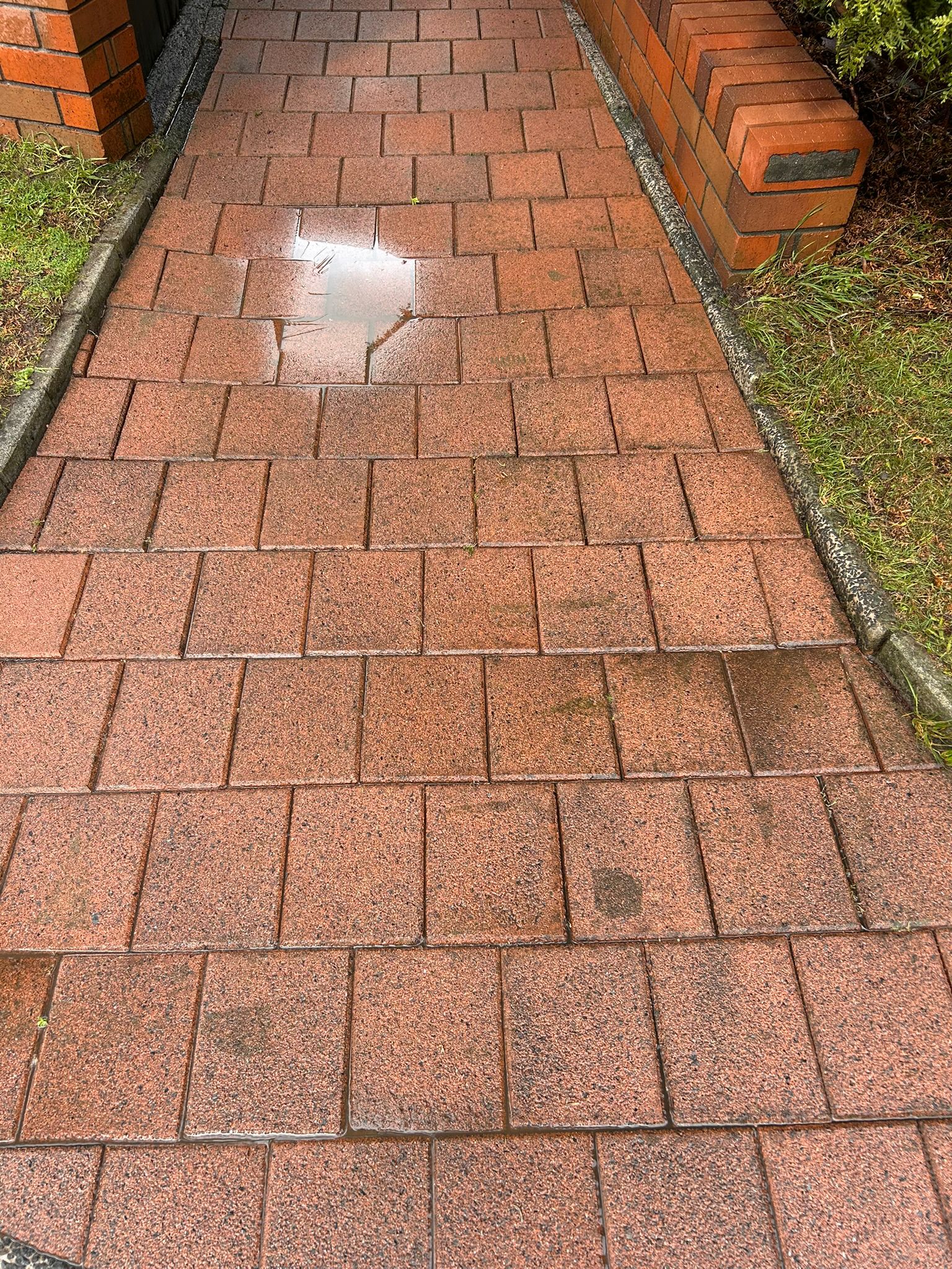 Clean residential pathway after pressure washing