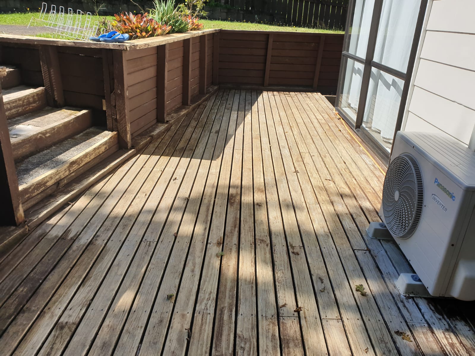 Deck after pressure washing
