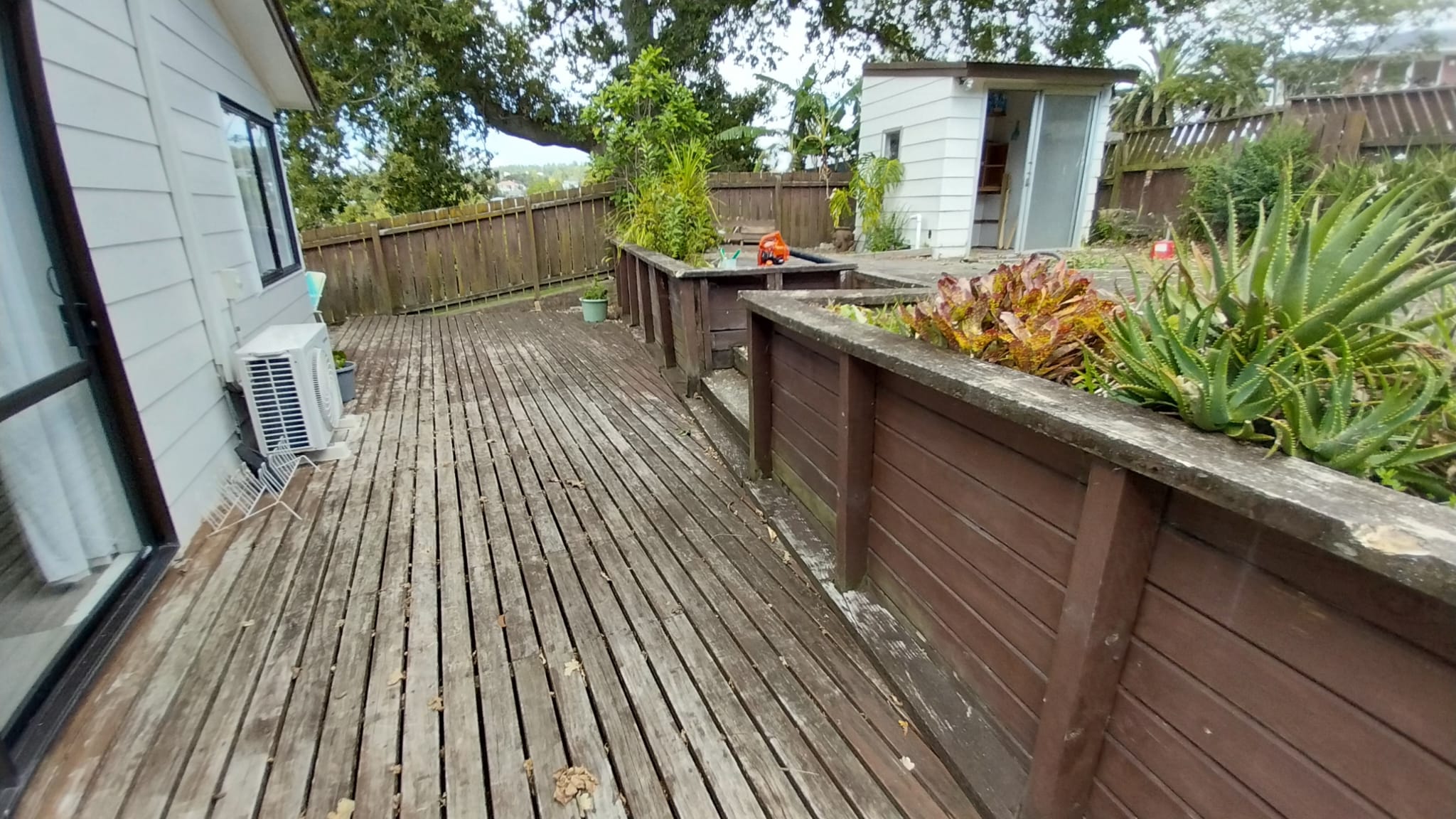 Deck before pressure washing
