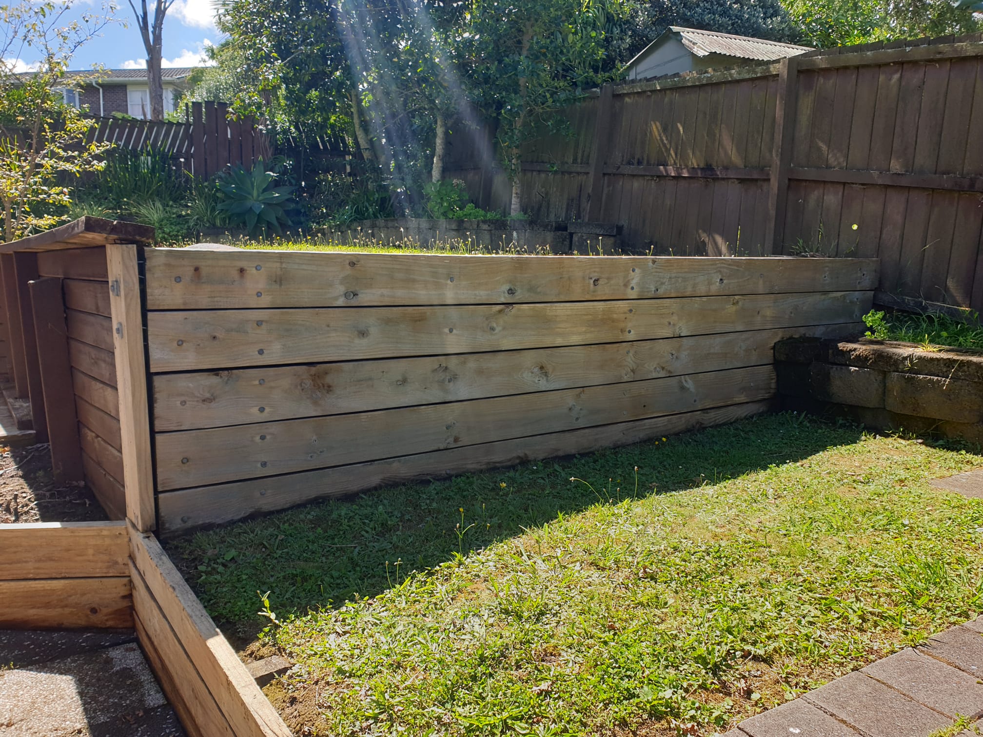 Retaining wall after cleaning